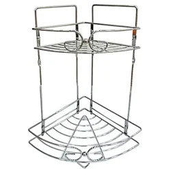 MENSOLA ANGOLARE PER BAGNO ANGOLIERA DOCCIA A 2 LIVELLI RIPIANI IN METALLO 52719