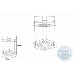 MENSOLA ANGOLARE PER BAGNO ANGOLIERA DOCCIA A 2 LIVELLI RIPIANI IN METALLO 52719
