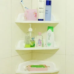 MENSOLA ANGOLARE PER DOCCIA BAGNO PORTAOGGETTI ATTACCO A VENTOSA 34 X 31 CM