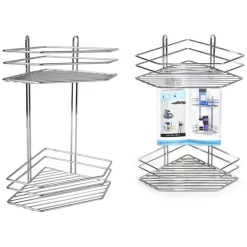 MENSOLA ANGOLARE SCAFFALE 2 RIPIANI ORGANIZZATORE BAGNO PORTASAPONE DOCCIA IN METALLO