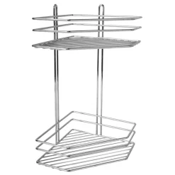 MENSOLA ANGOLARE SCAFFALE 2 RIPIANI ORGANIZZATORE BAGNO PORTASAPONE DOCCIA IN METALLO