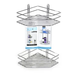 MENSOLA ANGOLARE SCAFFALE 2 RIPIANI ORGANIZZATORE BAGNO PORTASAPONE DOCCIA IN METALLO