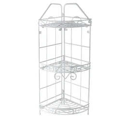 MENSOLA ANGOLIERA ANGOLARE 3 RIPIANI PORTA OGGETTI BAGNO METALLO BIANCO 52528