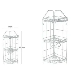 MENSOLA ANGOLIERA ANGOLARE 3 RIPIANI PORTA OGGETTI BAGNO METALLO BIANCO 52528