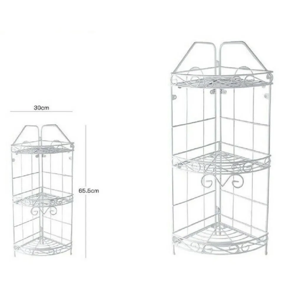 MENSOLA ANGOLIERA ANGOLARE 3 RIPIANI PORTA OGGETTI BAGNO METALLO BIANCO 52528
