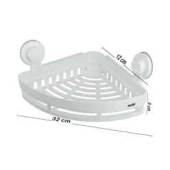 MENSOLA CON VENTOSA ANGOLARE DA BAGNO PER DOCCIA PORTASAPONE SHAMPOO SCAFFALE