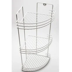 MENSOLA DA BAGNO ANGOLARE A 3 LIVELLI RIPIANI METALLO BIANCA 59X22X22CM