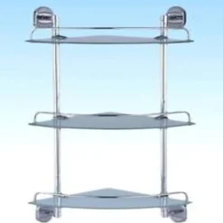 MENSOLA DA BAGNO ANGOLARE A 3 LIVELLI RIPIANI METALLO VETRO ARREDO CASA