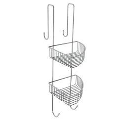 MENSOLA DA BAGNO DOCCIA ANGOLARE A 2 RIPIANI IN METALLO CROMATO DA APPENDERE 87821