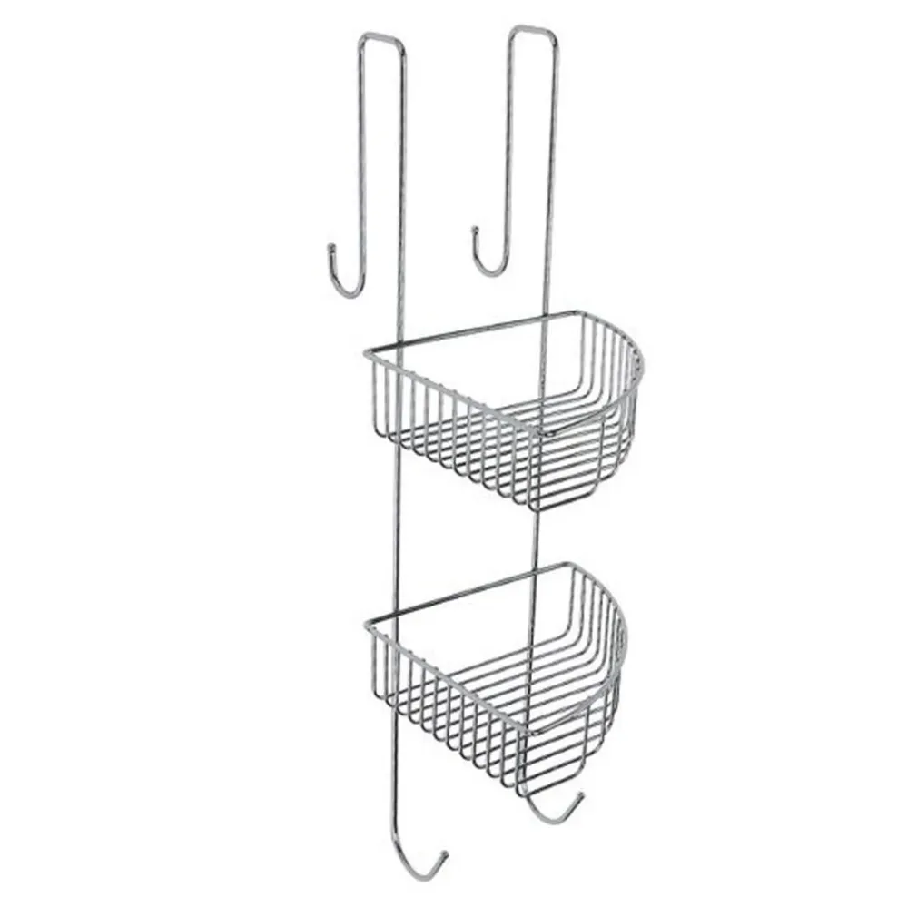 MENSOLA DA BAGNO DOCCIA ANGOLARE A 2 RIPIANI IN METALLO CROMATO DA APPENDERE 87821