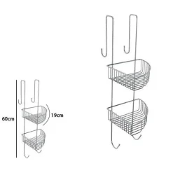 MENSOLA DA BAGNO DOCCIA ANGOLARE A 2 RIPIANI IN METALLO CROMATO DA APPENDERE 87821