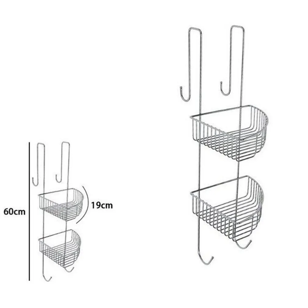MENSOLA DA BAGNO DOCCIA ANGOLARE A 2 RIPIANI IN METALLO CROMATO DA APPENDERE 87821