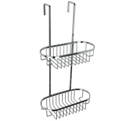 MENSOLA DA BAGNO DOCCIA PORTAOGGETTI A 2 RIPIANI IN METALLO CROMATO DA APPENDERE 87822