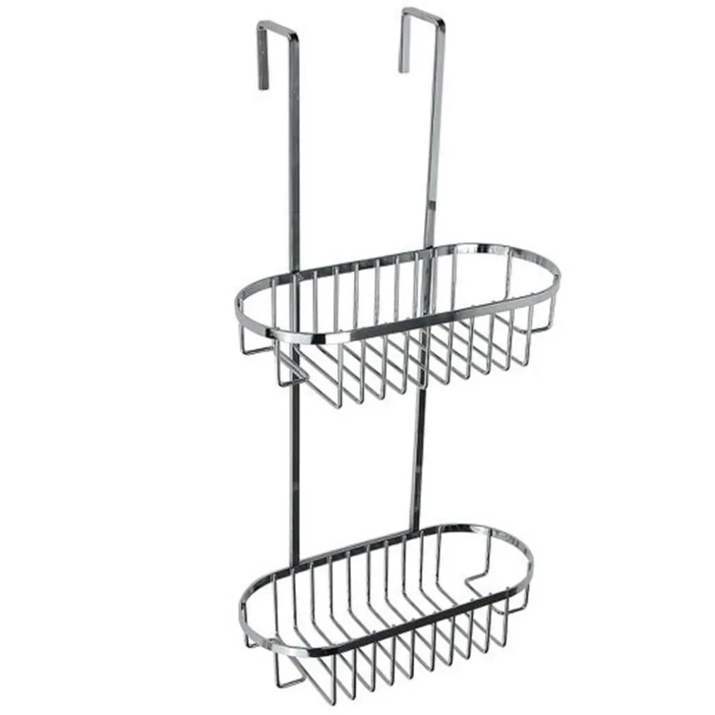 MENSOLA DA BAGNO DOCCIA PORTAOGGETTI A 2 RIPIANI IN METALLO CROMATO DA APPENDERE 87822