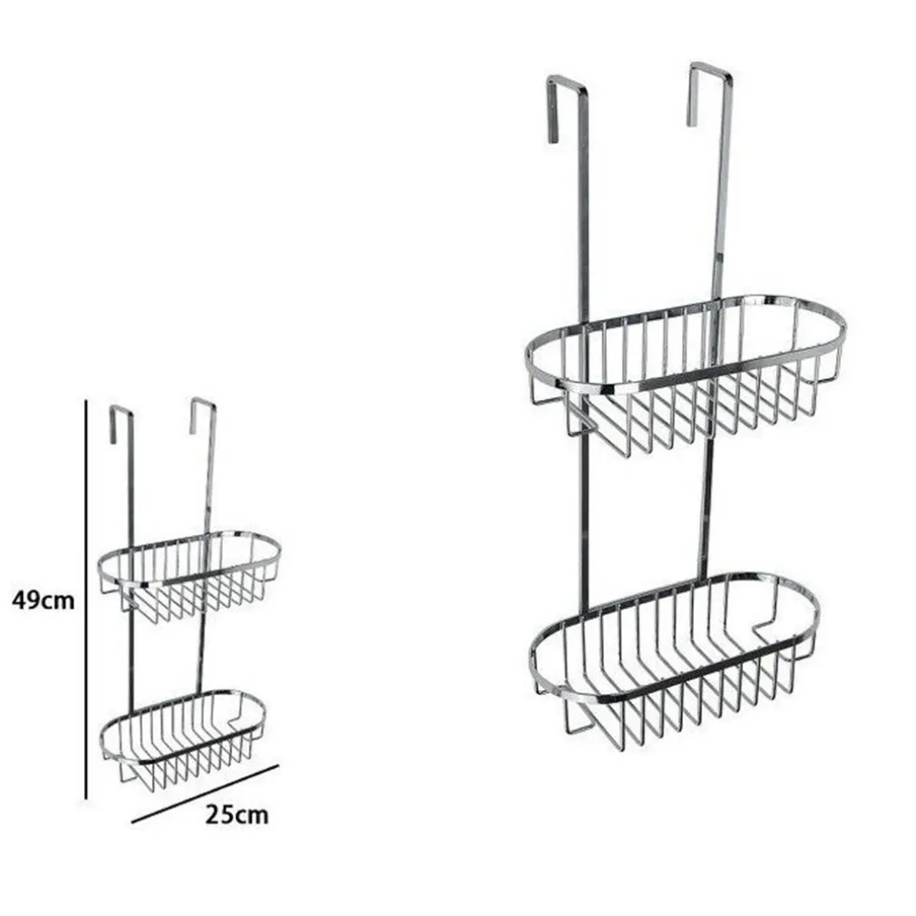 MENSOLA DA BAGNO DOCCIA PORTAOGGETTI A 2 RIPIANI IN METALLO CROMATO DA APPENDERE 87822