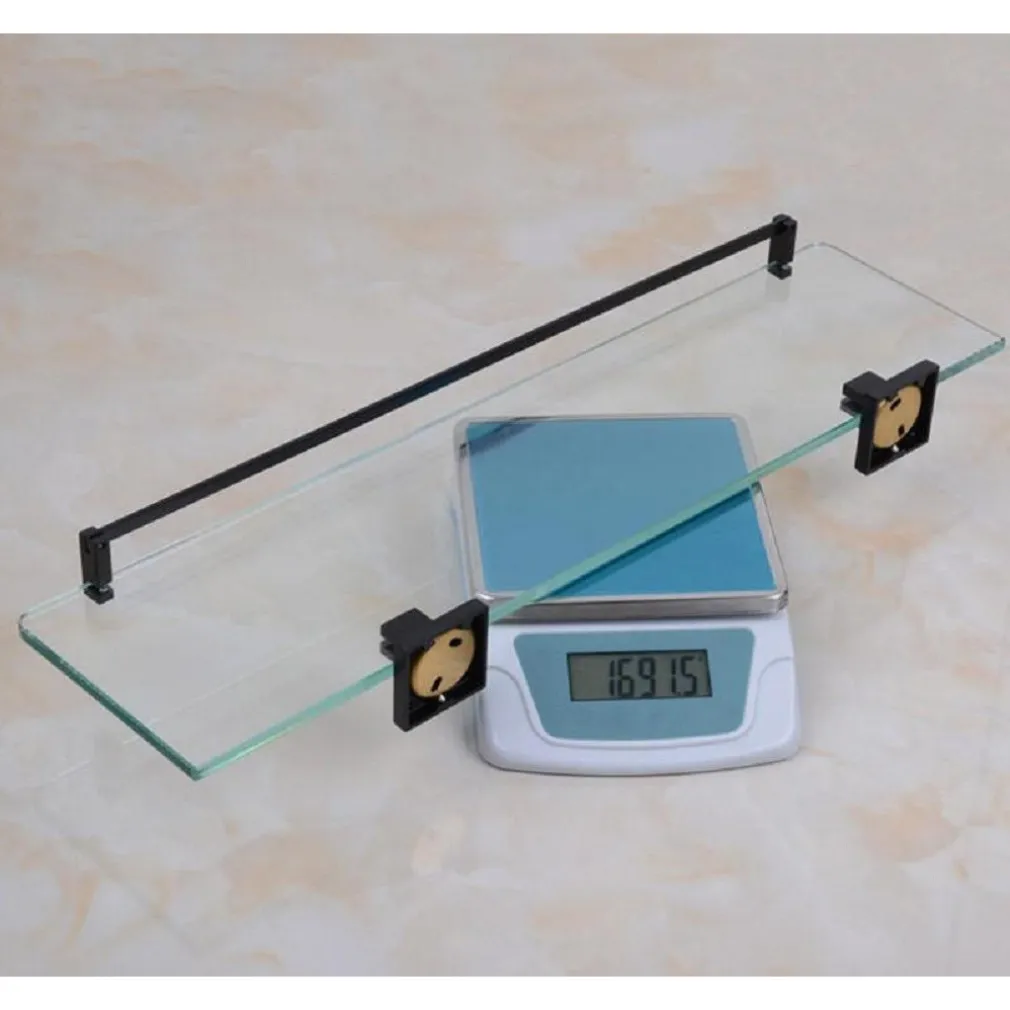 MENSOLA DA BAGNO NERO IN METALLO SHAMPOO DOCCIA SAPONE IN VETRO PER CUCINA BAGNO