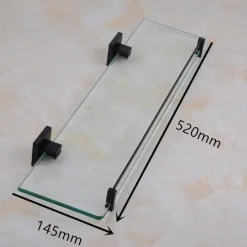 MENSOLA DA BAGNO NERO IN METALLO SHAMPOO DOCCIA SAPONE IN VETRO PER CUCINA BAGNO