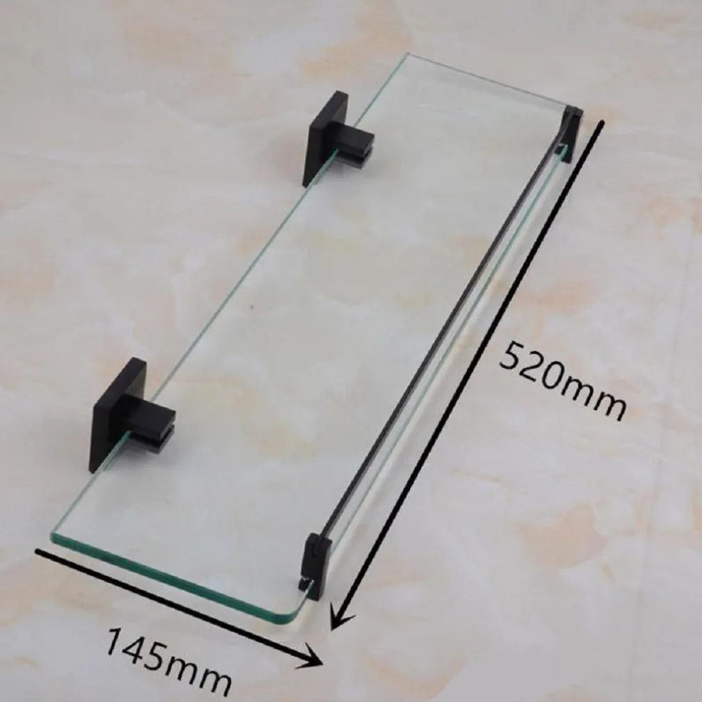 MENSOLA DA BAGNO NERO IN METALLO SHAMPOO DOCCIA SAPONE IN VETRO PER CUCINA BAGNO