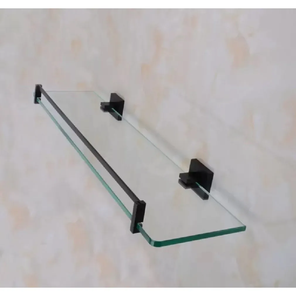 MENSOLA DA BAGNO NERO IN METALLO SHAMPOO DOCCIA SAPONE IN VETRO PER CUCINA BAGNO