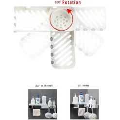 MENSOLA DA PARETE BAGNO SCAFFALE ROTANTE PORTAOGGETTI CUCINA DOCCIA ORGANIZZATORE