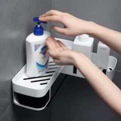 MENSOLA DA PARETE BAGNO SCAFFALE ROTANTE PORTAOGGETTI CUCINA DOCCIA ORGANIZZATORE