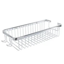 MENSOLA DOCCIA BAGNO RETTANGOLARE CROMATA LUCIDA CESTINO PORTA OGGETTI ACCIAIO 87902
