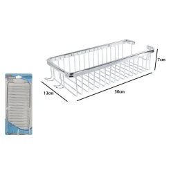 MENSOLA DOCCIA BAGNO RETTANGOLARE CROMATA LUCIDA CESTINO PORTA OGGETTI ACCIAIO 87902