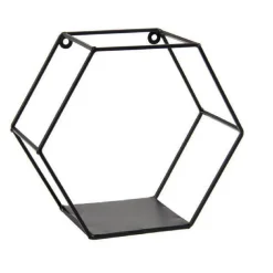 MENSOLA ESAGONALE BACHECA PARETE METALLO CLASSICO MODERNO NERO 23X10X20CM 822193