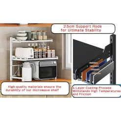 MENSOLA ESPANDIBILE PER FORNO A MICROONDE SCAFFALE CUCINA ORGANIZZATORE TAVOLO REGOLABILE