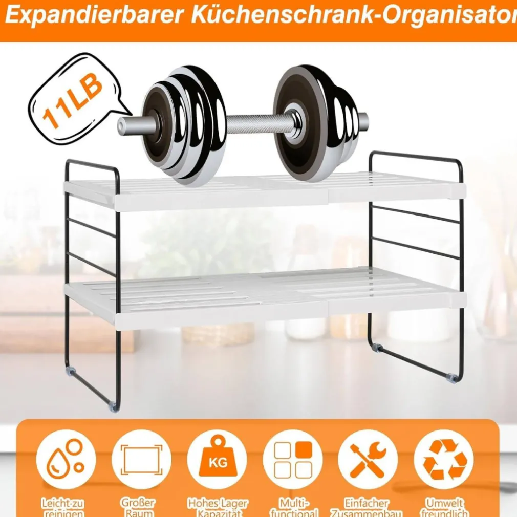 MENSOLA ESTENDIBILE ORGANIZER DA CUCINA PORTASPEZIE SCAFFALE A 3 RIPIANI MULTIUS