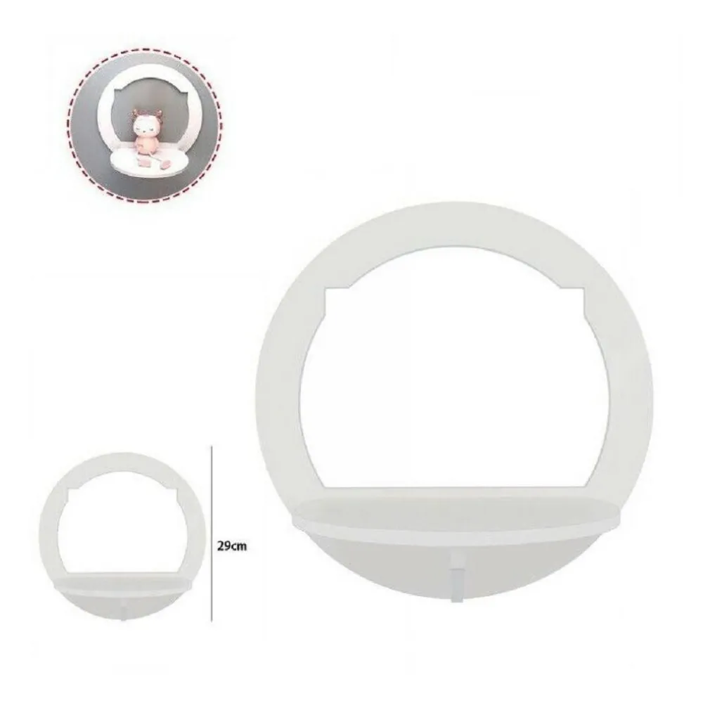 MENSOLA IN LEGNO BIANCO ROTONDA 29CM ARREDO CASA CAMERETTA SCAFFALE PARETE 70199
