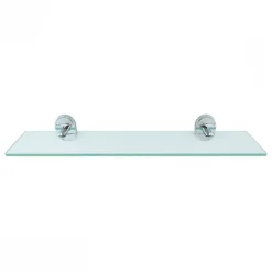 MENSOLA IN VETRO BAGNO CON REGGIMENSOLA ACCIAIO CROMATO FISSAGGIO A PARETE 52002