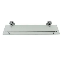 MENSOLA IN VETRO PER BAGNO ACCIAIO SATINATO FISSAGGIO A PARETE MURO 50CM 69198