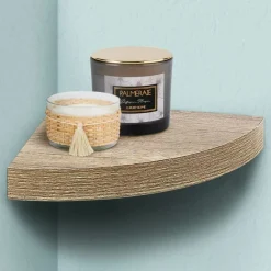 MENSOLA PARETE ANGOLARE SCAFFALE RIPIANO AD ANGOLO IN LEGNO MDF ROVERE 24 X 4 CM