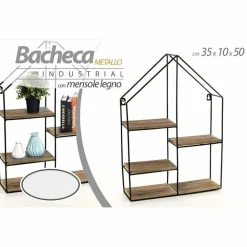 MENSOLA PARETE CASA 4 MENSOLE RIPIANI DESIGN MODERNO SCAFFALE LEGNO METALLO