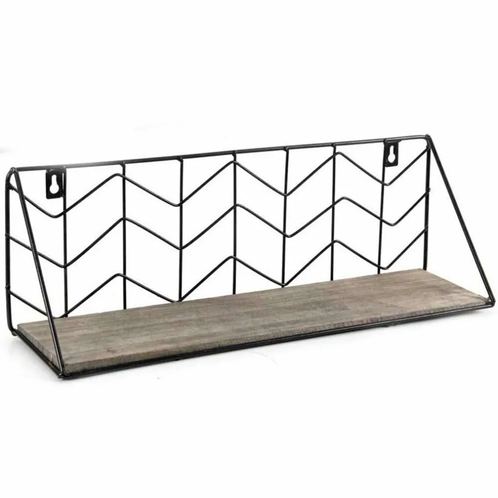 MENSOLA PARETE RETTANGOLARE MENSOLA SCAFFALE METALLO E LEGNO DESIGN MODERNO