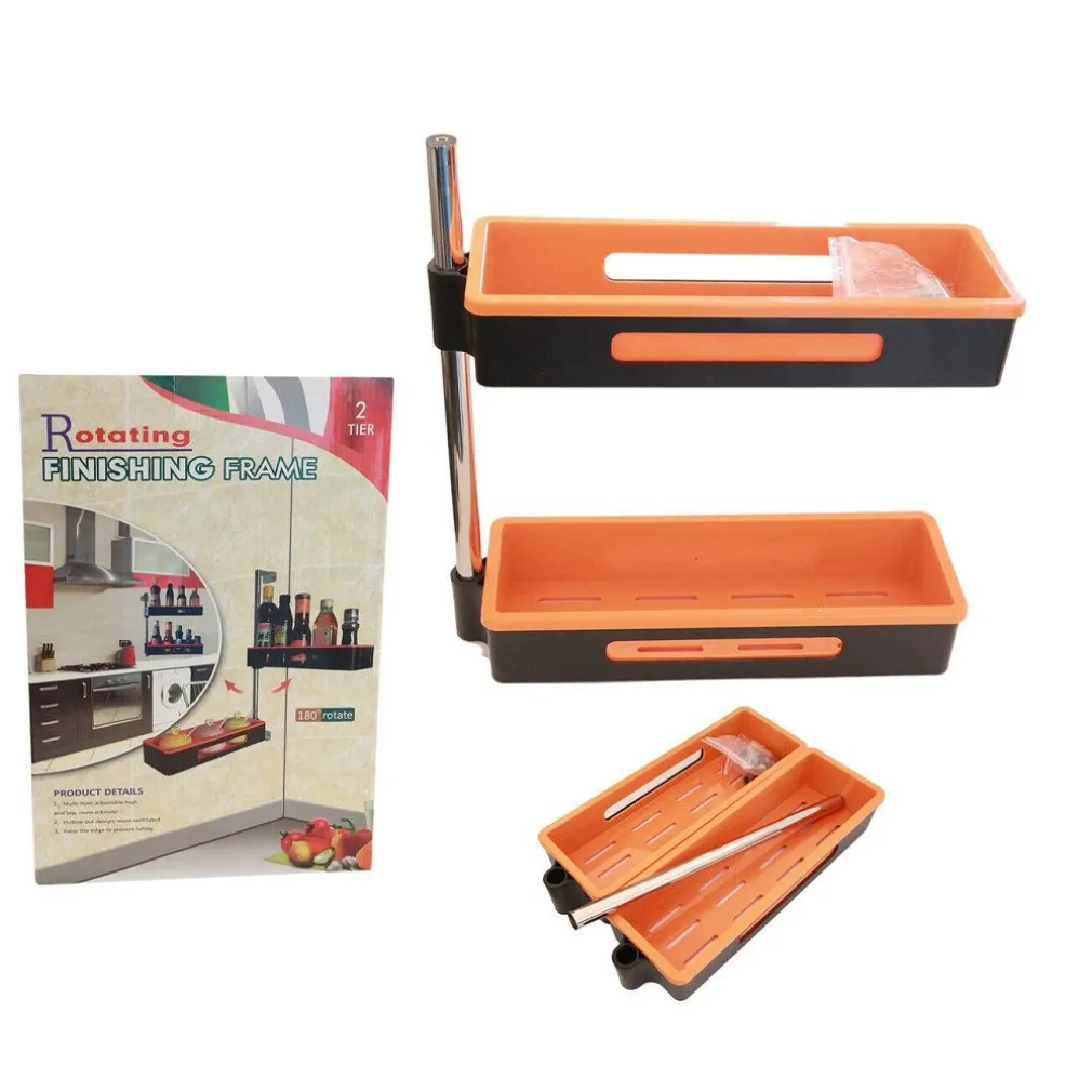 MENSOLA PENSILE DA PARETE SCAFFALE MURO 2 VANI ROTANTE 180° PORTA SPEZIE SALSE