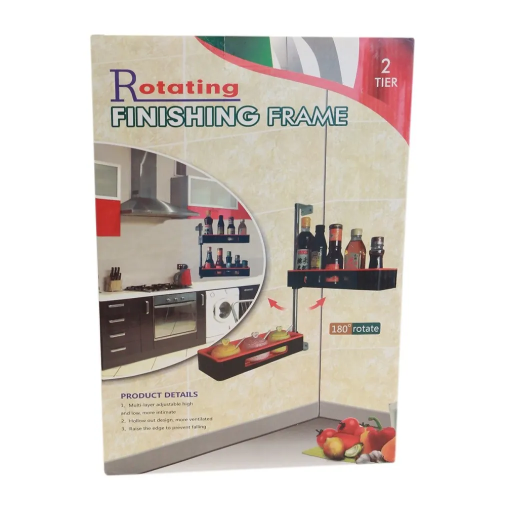 MENSOLA PENSILE DA PARETE SCAFFALE MURO 2 VANI ROTANTE 180° PORTA SPEZIE SALSE