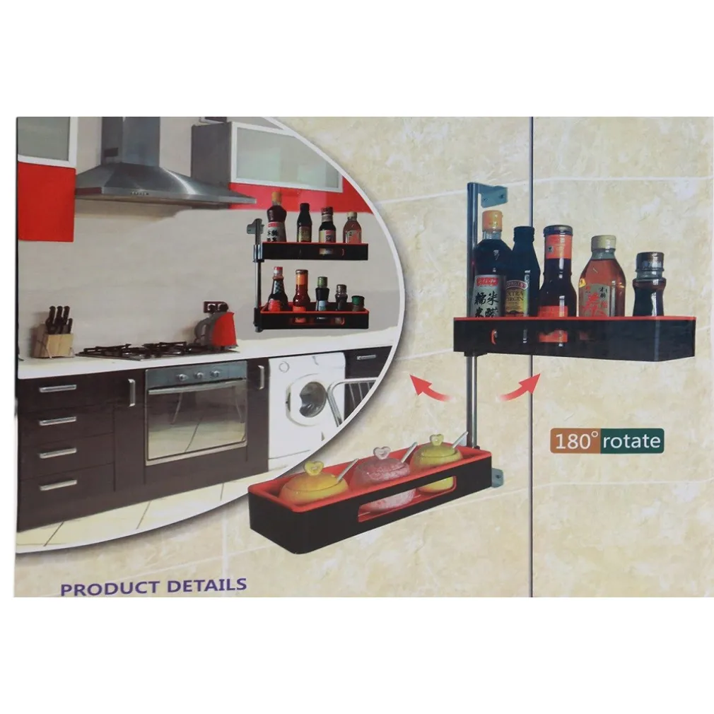 MENSOLA PENSILE DA PARETE SCAFFALE MURO 2 VANI ROTANTE 180° PORTA SPEZIE SALSE