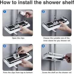 MENSOLA PER DOCCIA PER ASTA DOCCIA SENZA FORATURA SCAFFALE MENSOLA PER BAGNO