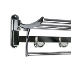 MENSOLA PORTASCIUGAMANI DOPPIO RIPIANO BAGNO GANCI ACCAPPATOIO IN ACCIAIO 52817