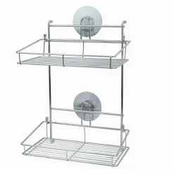 MENSOLA RETTANGOLARE PORTAOGGETTI 2 RIPIANI MONTAGGIO PARETE CON BIADESIVO 79848