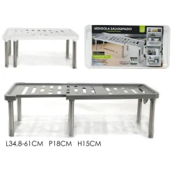 MENSOLA SALVASPAZIO IN POLIPROPILENE ESTENSIBILE 34,8-61CM IMPILABILE ACCESSORIO CUCINA