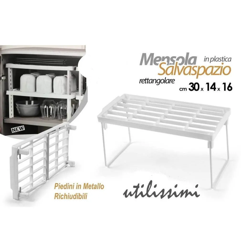 MENSOLA SALVASPAZIO ORGANIZER CUCINA ARMADIO CASSETTI BIANCA 30X14X16CM 839184
