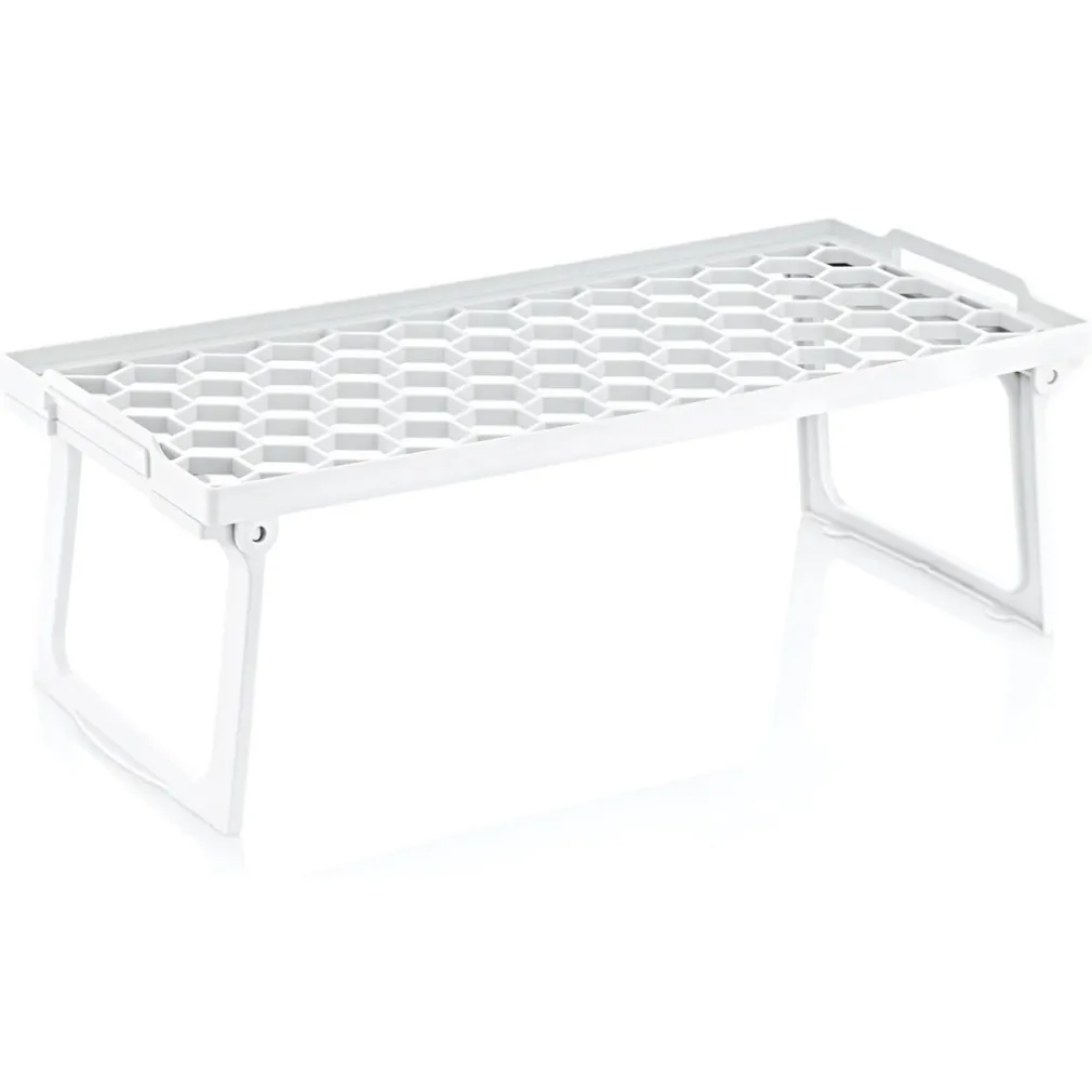 MENSOLA SALVASPAZIO PIEGHEVOLE IMPILABILE BIANCA 13X30CM BASE TRAFORATA PIEDI CHIUDIBILI