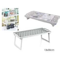 MENSOLA SALVASPAZIO PIEGHEVOLE IMPILABILE BIANCA 13X30CM BASE TRAFORATA PIEDI CHIUDIBILI