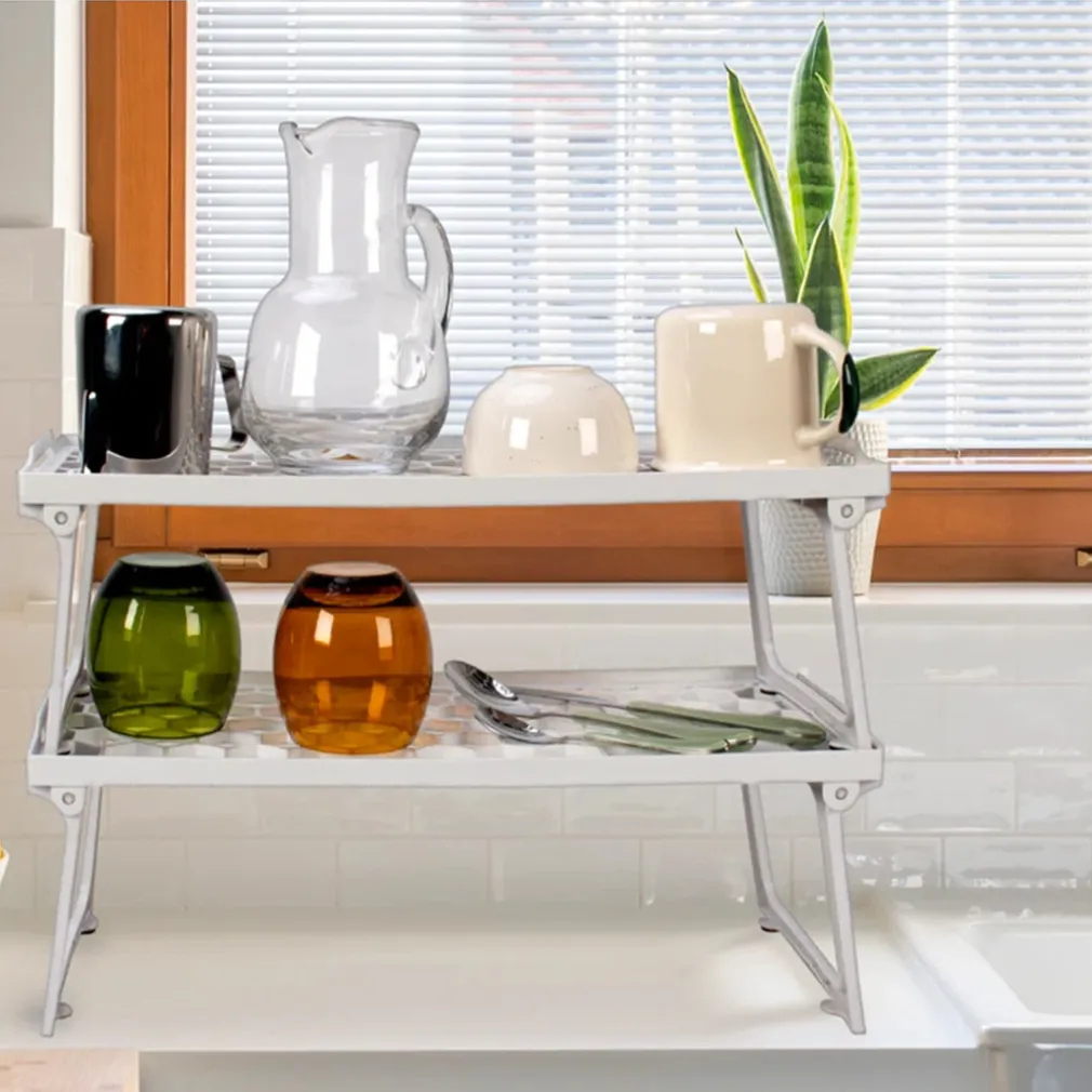 MENSOLA SALVASPAZIO PIEGHEVOLE IMPILABILE BIANCA 13X30CM BASE TRAFORATA PIEDI CHIUDIBILI