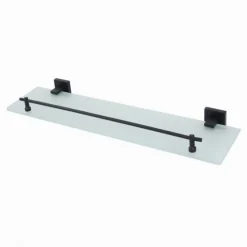 MENSOLA VETRO SATINATO BAGNO REGGIMENSOLA ACCIAIO NERO PORTAOGGETTI DOCCIA 79995