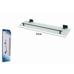 MENSOLA VETRO SATINATO BAGNO REGGIMENSOLA ACCIAIO NERO PORTAOGGETTI DOCCIA 79995