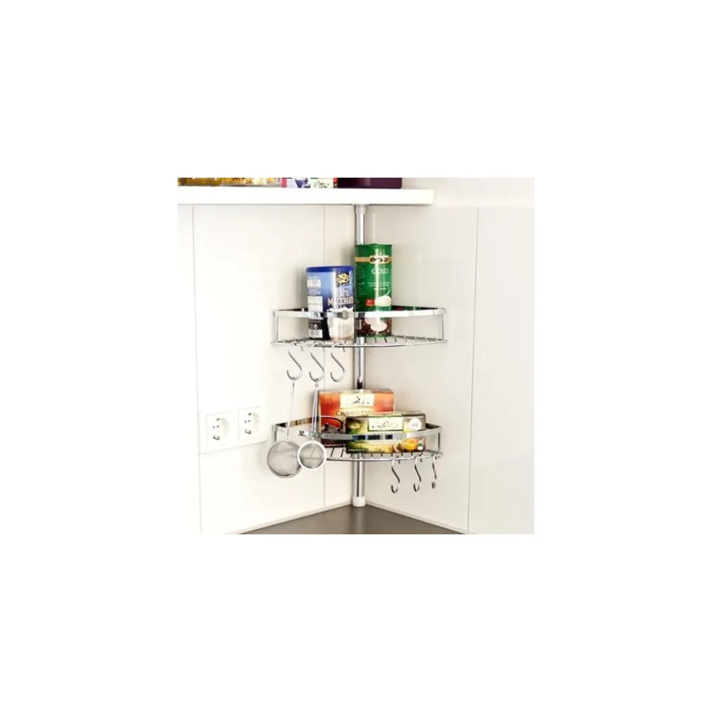 MENSOLE AD ANGOLO ALPINA CUCINA CON BARRA TELESCOPICA + 6 GANCI MENSOLA SCAFFALE